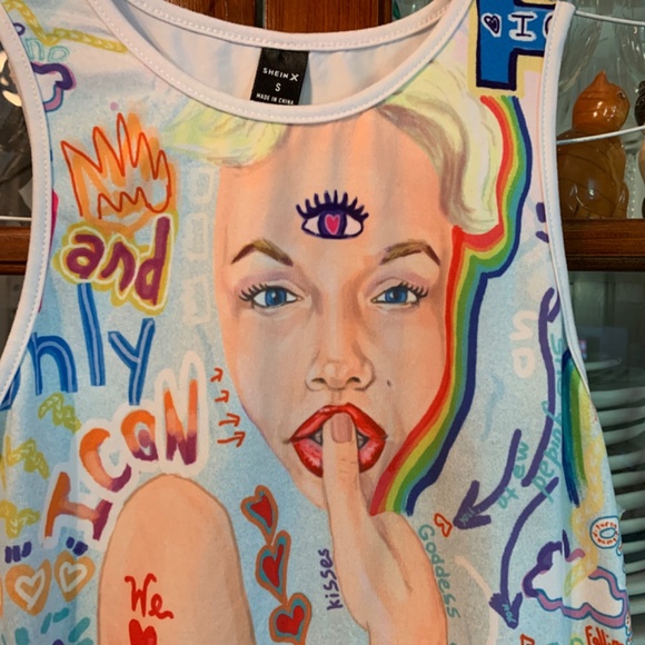 Shein x figure and‎ letter graphic tank . Worn once - Picture 6 of 8